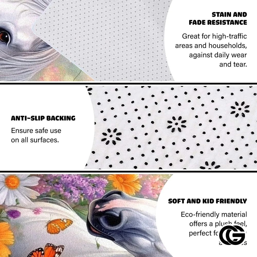 Custom Running Horse Welcome Mat for Living Room and Bedroom