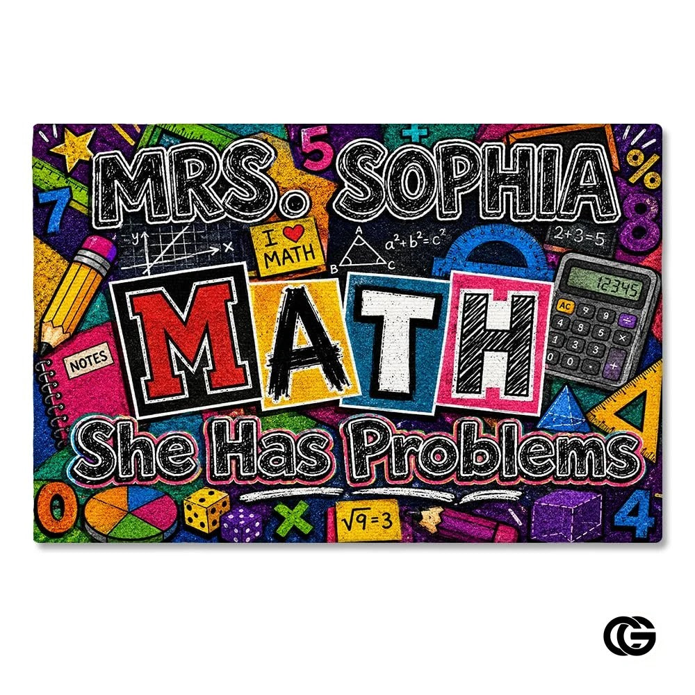 Personalized Welcome Doormat with Teacher Name and Notebook design - Class-12