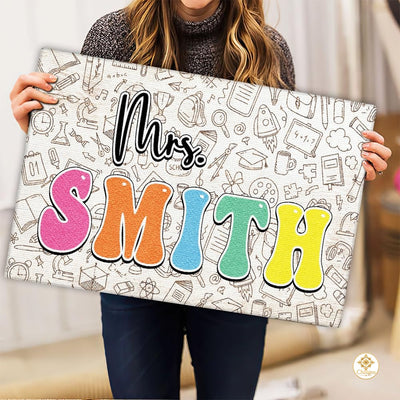 Personalized Name Teacher Doormat for Classroom and School
