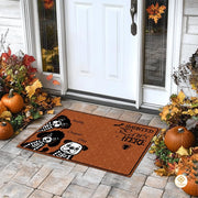 Custom Halloween Dog Doormat with Pumpkin and Bat - Style #4