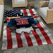 Wide shot of athletic baseball area rug anchoring a recreation room decor arrangement. - thumbnail image 7 of 8
