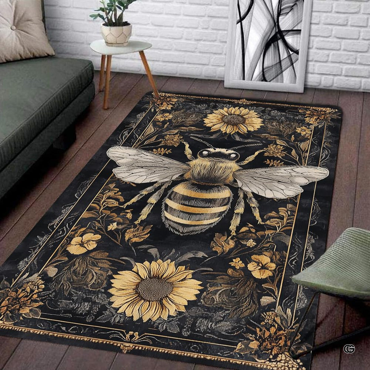Close-up view of the soft microfiber surface and detailed golden bee illustration - image 3 of 8