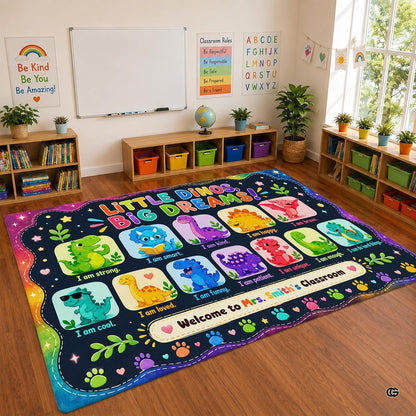 Personalized Teachers Classroom Rug, Custom Teacher Name Classroom Rules Area Rug, Feeling Chart Calming Corner Mat, Kindergarten Educational Back to School Class Decor (D2)