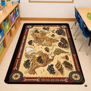 Overhead layout displaying vibrant continents, trucks, and tire track pathways. - thumbnail image 7 of 8