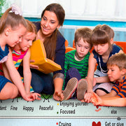 Counseling room setup displaying the emotion color zones educational rug near wooden cabinets - thumbnail image 5 of 9