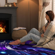 Room staging of the cosmic purple dragon rug anchoring an imaginative reading space. - thumbnail image 8 of 8