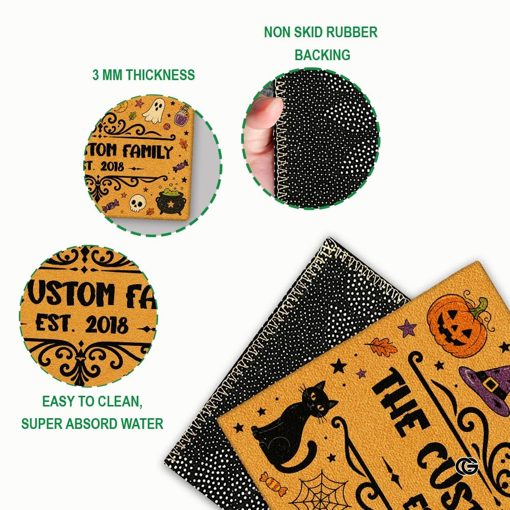 Halloween Door Mat Outdoor, Custom Spooky Welcome Mat with Black Cat and Pumpkin, Fall Front Door Mat for Porch Entryway Decor #5