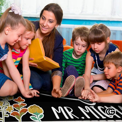Custom Handprints Welcome Mat with Colorful Design and Text - Reading
