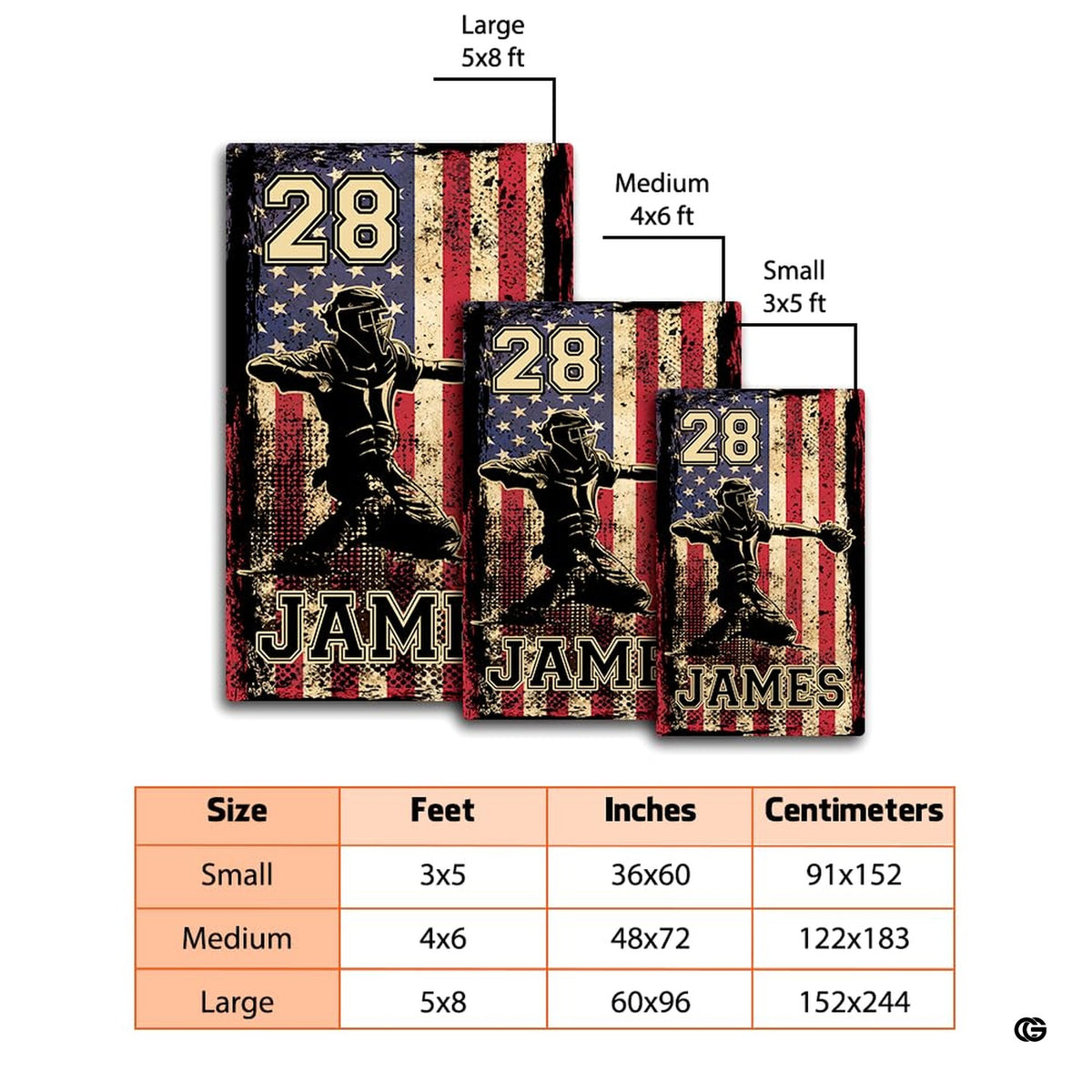 Bedroom floor mockup highlighting the rustic American flag baseball catcher print area rug