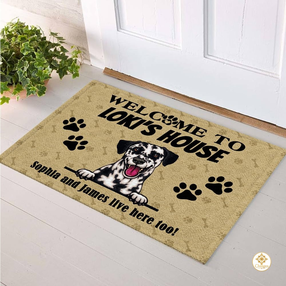 Personalized Dog Welcome Doormat for Front Door and Entryway