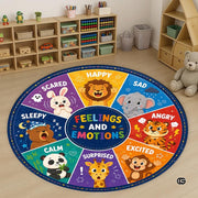 Wheel of Feelings and Emotions Round Rug, Educational Mental Health Rug for Classroom, Educational Animal Shape School Mat, Back to School Gift (Feeling 3)