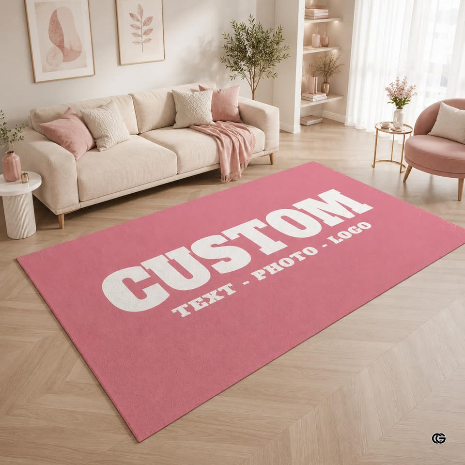 Solid blush pink minimalist modern area rug - view 1