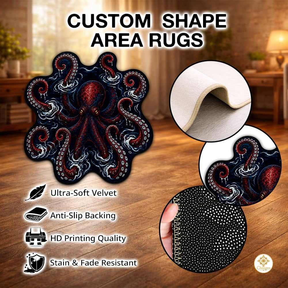 Custom Octopus Welcome Mat with Sea Monster Design