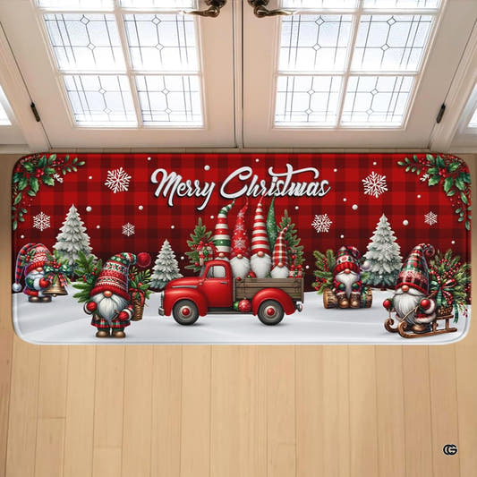Custom Snowman Family with Grandkids Runner Rug- Personalized 2D Christmas Rugs, Grandparents Christmas Doormat, Grandma Grandpa Xmas Decor, Snowman Indoor Mats for Entryway, Gift for Nana (Style 6)