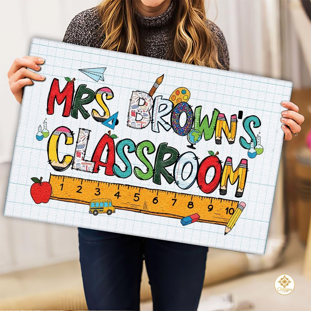 Personalized Teacher Welcome Mat for Classroom and School Decor