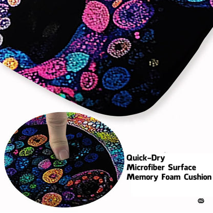 Close-up showing intricate suction cups and colorful pointillism linework on octopus floor rug. - thumbnail image 3 of 7