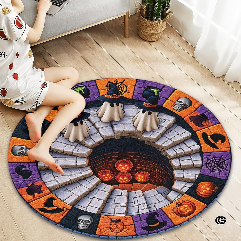 Custom Halloween 3D Effect Optical Illusion Spooky Round Rug (D3)