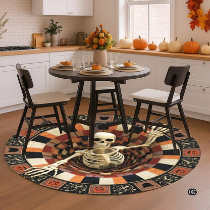 Custom Halloween 3D Effect Optical Illusion Spooky Round Rug (D9)