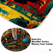 Floor mockup highlighting the tribal beaded owl rug beside sofa furnishings - thumbnail image 2 of 7