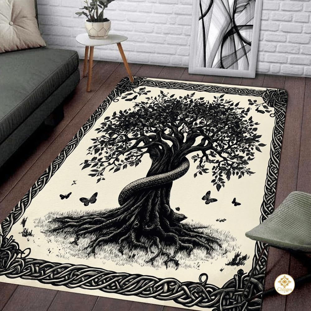 Custom Family Name Welcome Mat with Tree of Life and Address - Tree-ds18