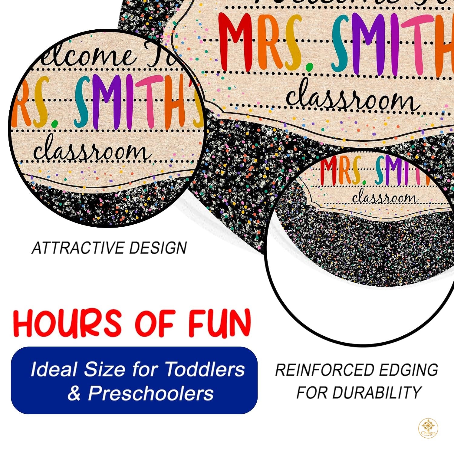 Personalized Teacher Welcome Mat with Custom Name and Crayon