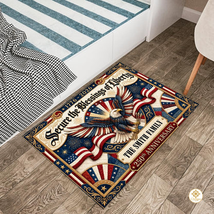 Custom Family Name Doormat with Patriotic Hunting Art