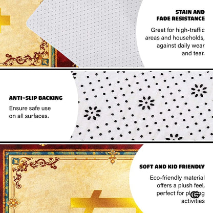 Personalized Orthodox Christian Area Rug, Custom Eastern Orthodox Russian Greek Byzantine Non-Slip Rug for Women Men, IC XC Nika Cross Mat for Living Room, Bedroom, Church Decor (D7)