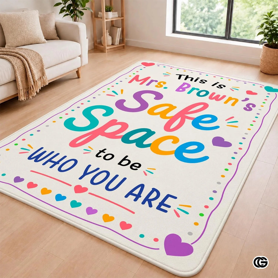 Personalized Calming Corner Rug with Custom Teacher Name - Space to Be Yourself
