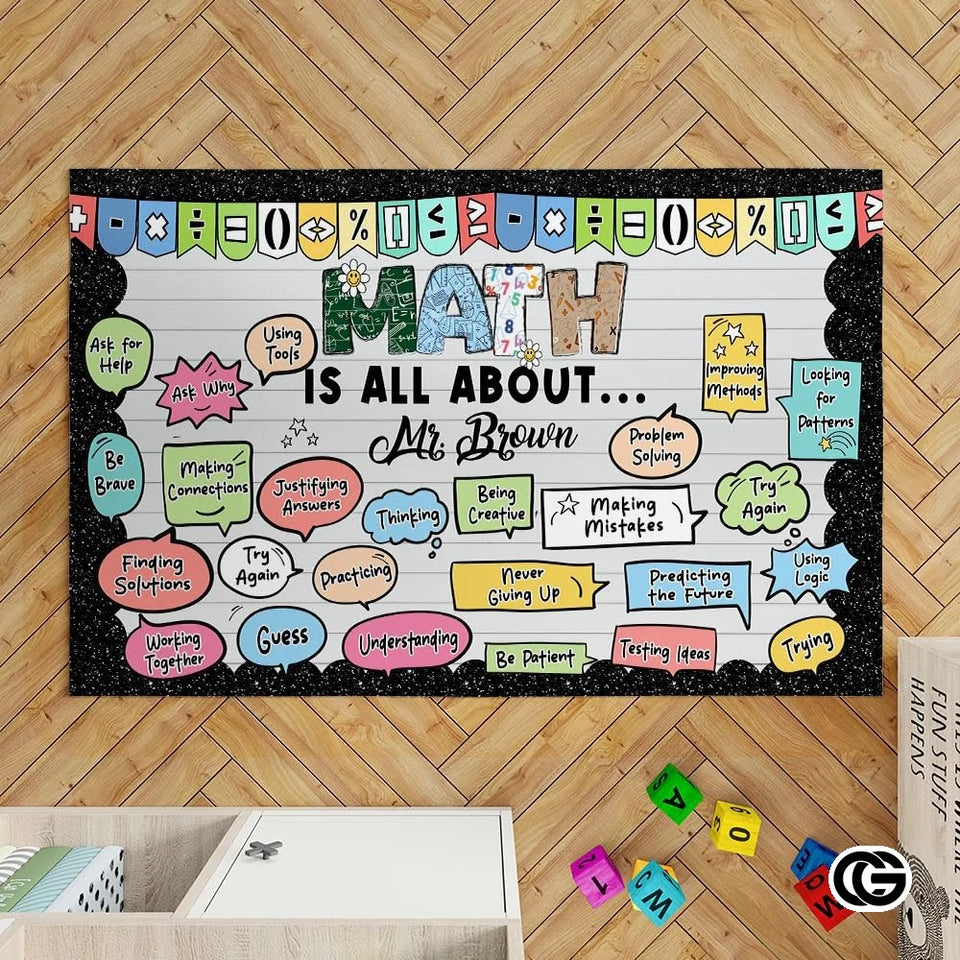 Custom Mathematics Educational Welcome Mat with School Formulas