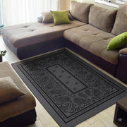 Dimensions and sizing chart for dark charcoal bandana paisley area rug - thumbnail image 2 of 9