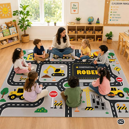 Custom Road Map Area Rug with Personalized City Street Name