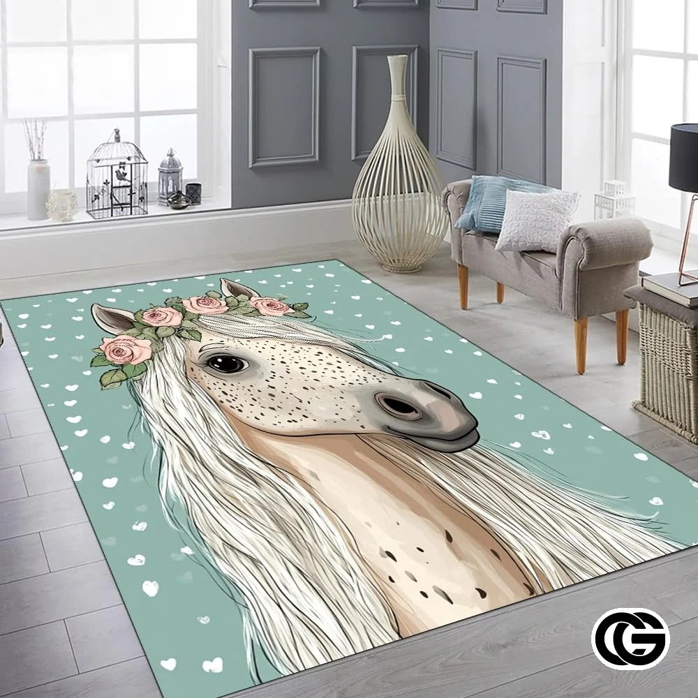Custom Running Horse Welcome Mat for Living Room and Bedroom