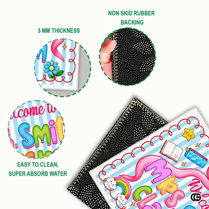 Personalized Classroom Doormat with Teacher Name and Notebook Pattern - Class-01