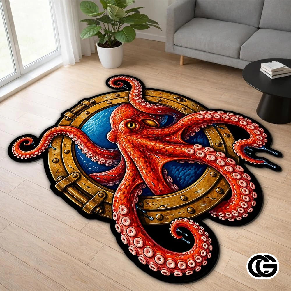 Custom Octopus Welcome Mat with Sea Monster and Name