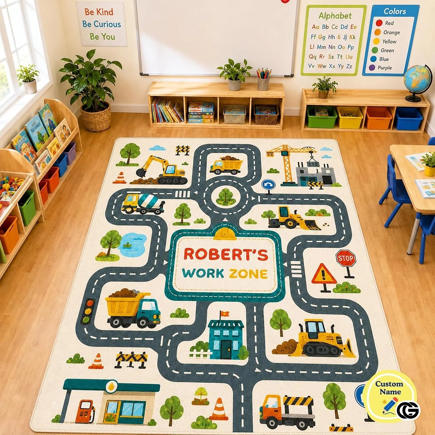 Custom Road Map Doormat with City Street and Car Play Design - Map 2
