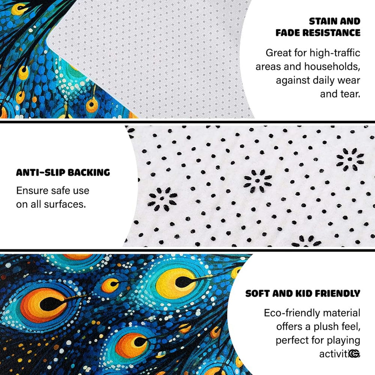 Jewel-toned plumage illustration highlighting cerulean circles and decorative accent accents. - image 6 of 7