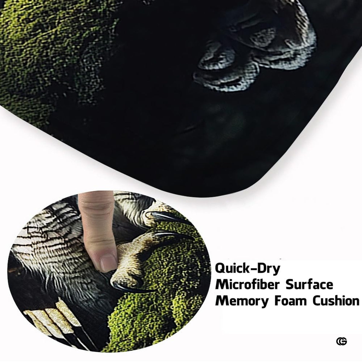 Full moon horned owl wildlife area rug styled in modern patio seating setup