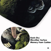 Full moon horned owl wildlife area rug styled in modern patio seating setup - thumbnail image 5 of 8