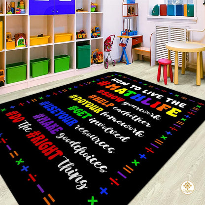 Custom Mathematics Classroom Rug for School and Playroom