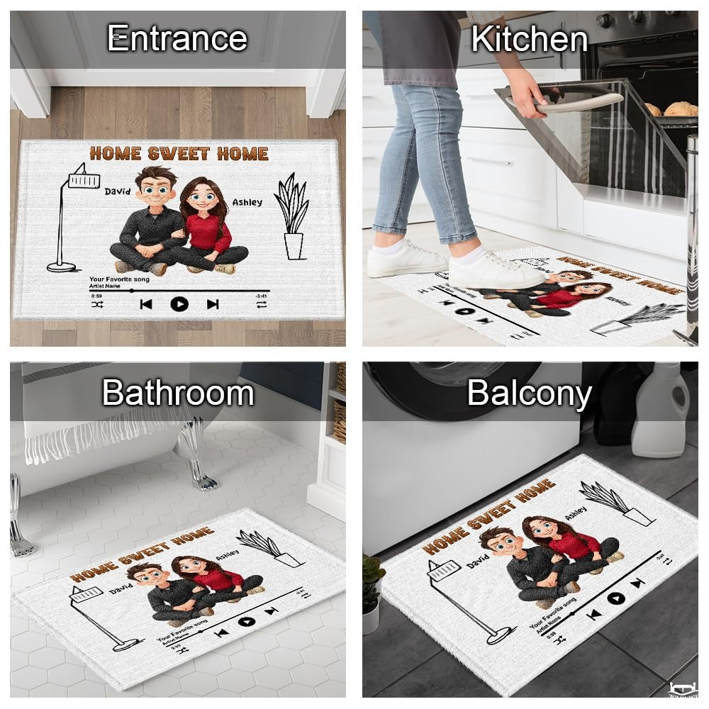 Personalized Family Couple Doormat, Custom Couple Husband Wife Doormat Gift, Outdoor Front Door Rug on Birthday, Christmas, Anniversaries, Valentine's Day for Him Her Woman (S3)