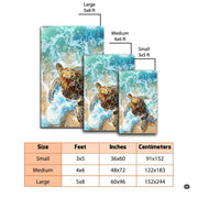 Dimension chart displaying size options for beach sea turtle area rug. - thumbnail image 2 of 7