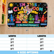 Personalized Teacher Classroom Rug, Custom Back to School Welcome Mat with Name, Kindergarten Preschool Elementary Decor, Composition Notebook Carpet (A13)
