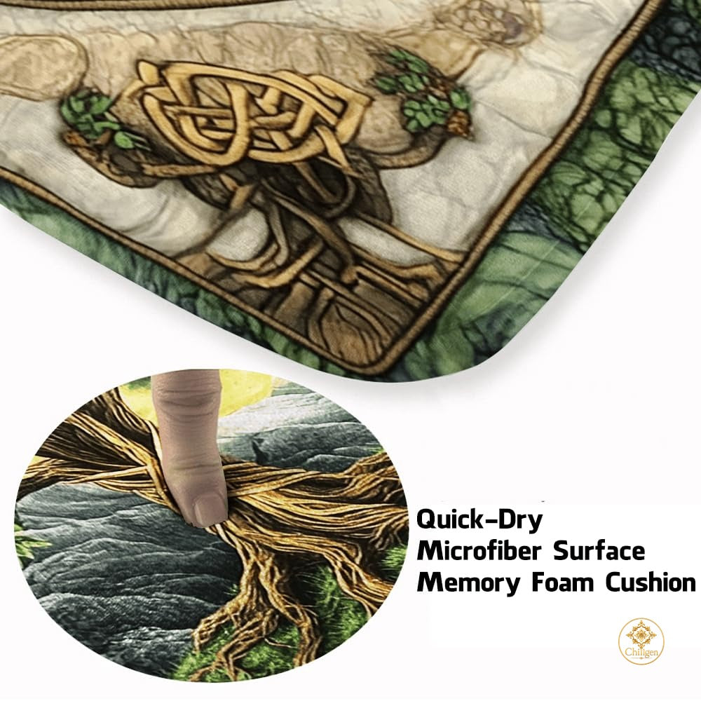 Custom Tree of Life Welcome Mat with Celtic Design and Non-Slip Backing - Tree-ds17