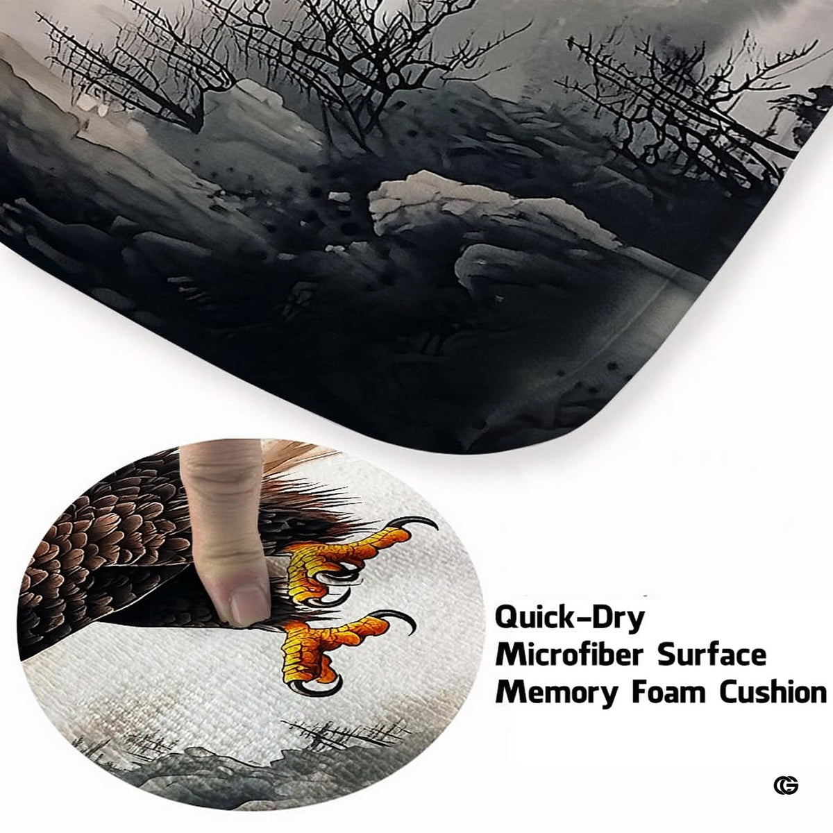 Overhead flat view of rectangular soaring mountain bald eagle area rug - image 7 of 7