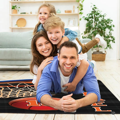 Basketball hoop net living room area rug styled in modern patio lounge setting - thumbnail image 5 of 7