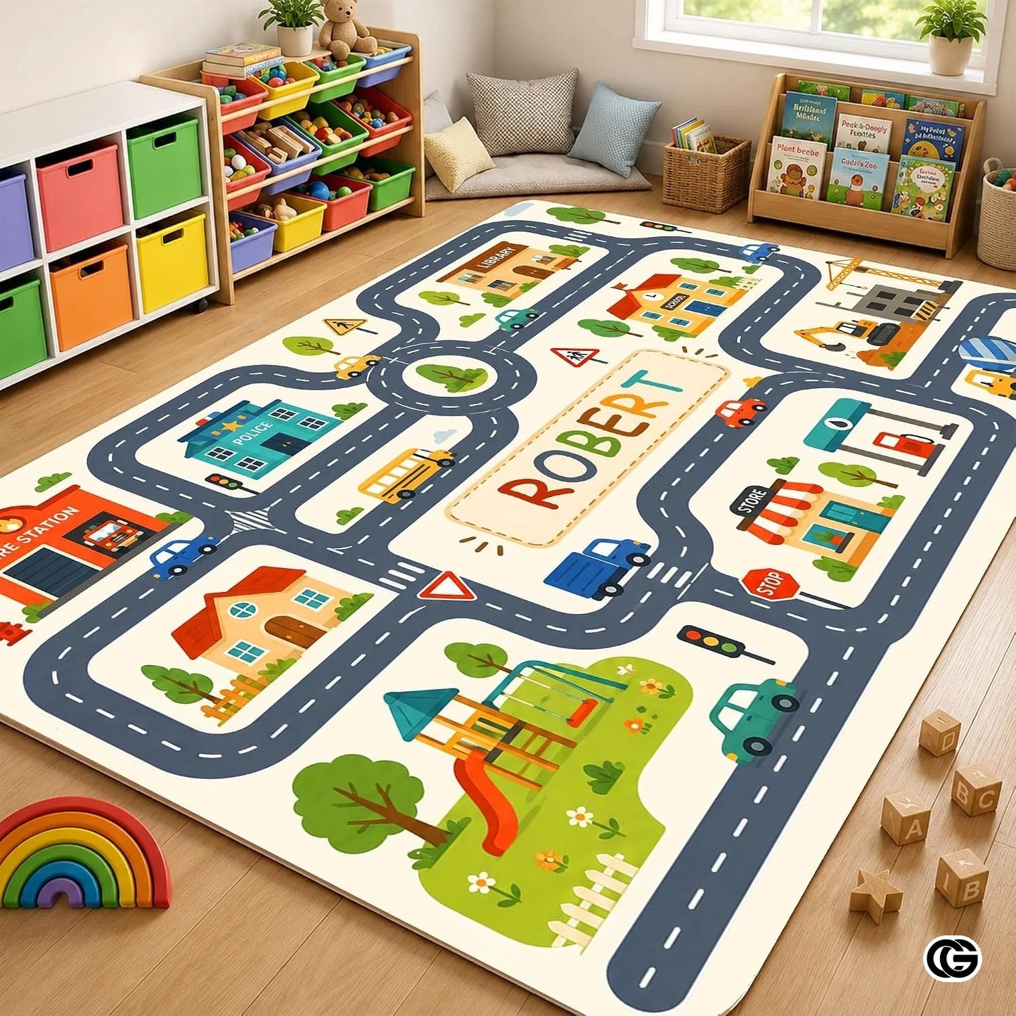 Personalized Road Map Door Mat with Custom Town Design - Map 1