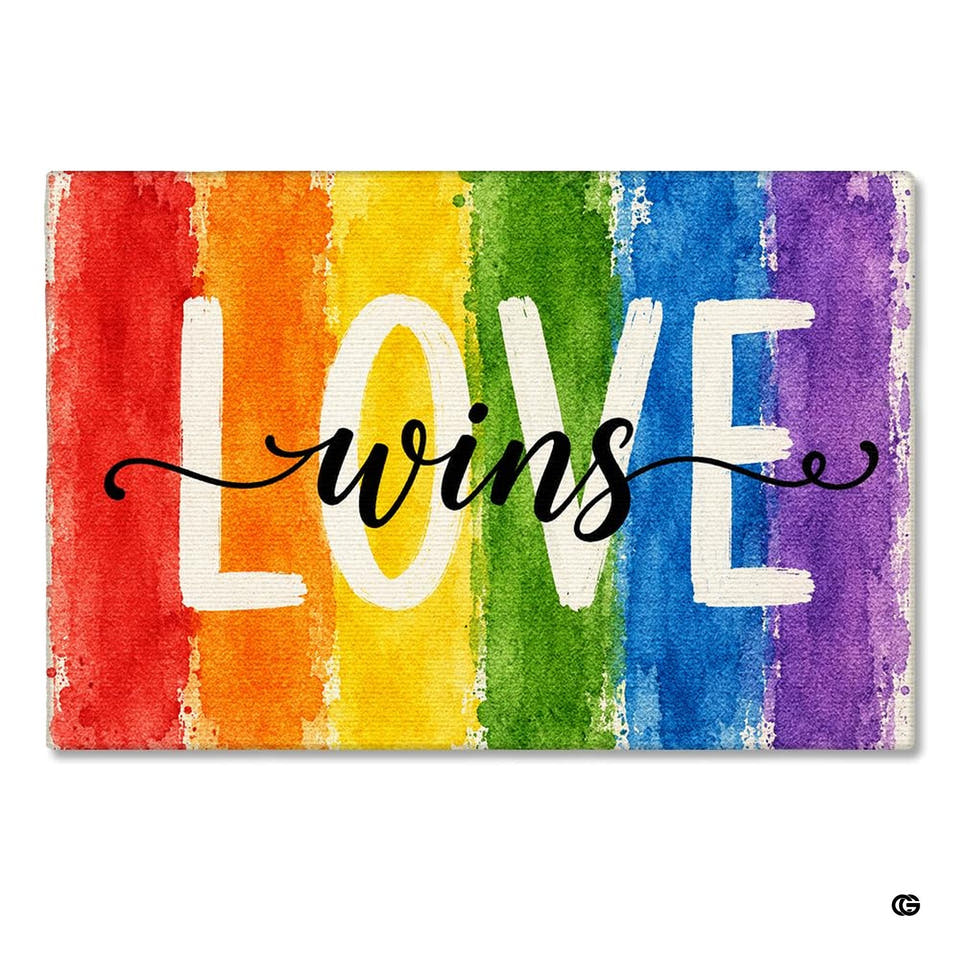 Personalized Pride Rainbow Doormat, LGBTQ Welcome Mat, Inclusive Front Porch Decor, Colorful Entryway Rug, Indoor Outdoor Floor Mat (Rainbow 1)