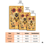 Cottagecore decor styling arrangement pairing wooden furniture with the vintage botanical honey bee area rug. - thumbnail image 8 of 8