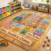 Personalized Motivational Classroom Rug for Kids - Vintage