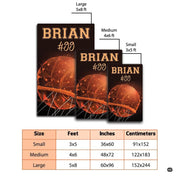 Dimension comparison chart displaying multiple size formats for this basketball area rug. - thumbnail image 2 of 7